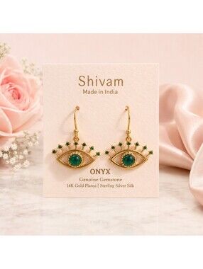 Shivam Onix Evil Eye Earrings